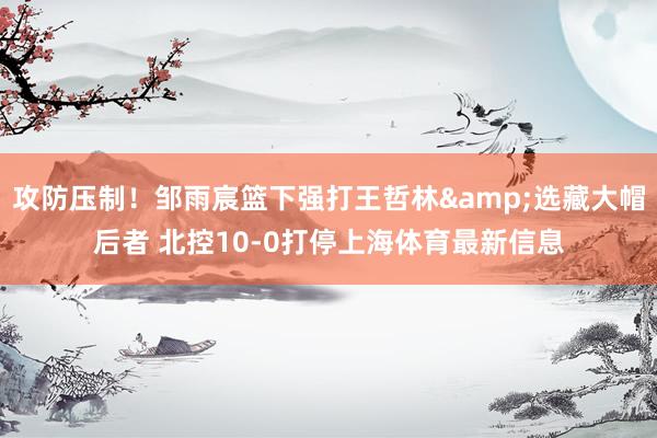 攻防压制！邹雨宸篮下强打王哲林&选藏大帽后者 北控10-0打停上海体育最新信息