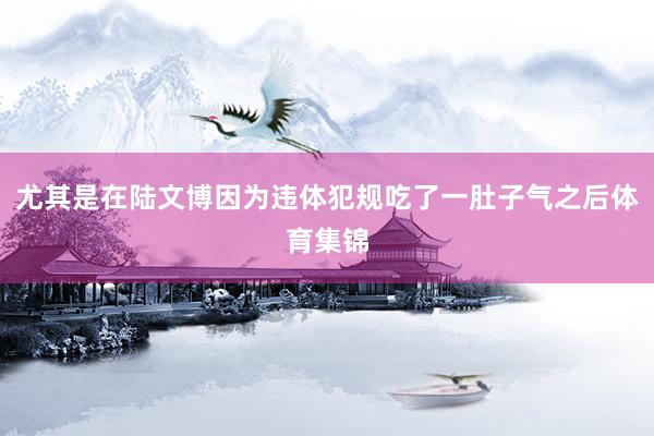 尤其是在陆文博因为违体犯规吃了一肚子气之后体育集锦