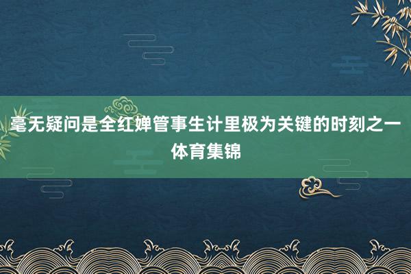 毫无疑问是全红婵管事生计里极为关键的时刻之一体育集锦
