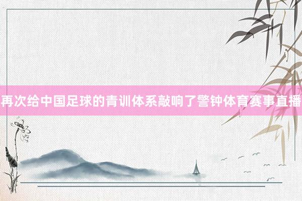再次给中国足球的青训体系敲响了警钟体育赛事直播