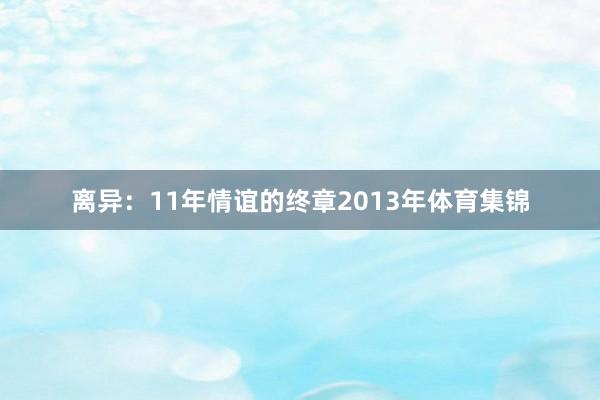 离异：11年情谊的终章2013年体育集锦