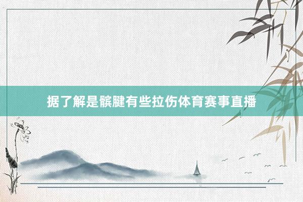 据了解是髌腱有些拉伤体育赛事直播