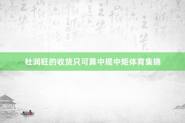 杜润旺的收货只可算中规中矩体育集锦