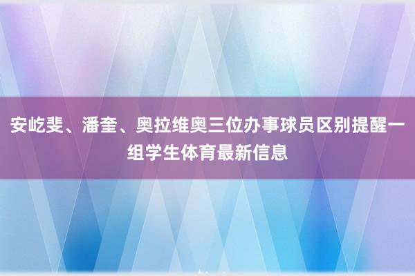 安屹斐、潘奎、奥拉维奥三位办事球员区别提醒一组学生体育最新信息