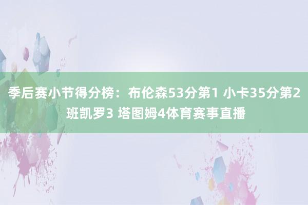 季后赛小节得分榜：布伦森53分第1 小卡35分第2 班凯罗3 塔图姆4体育赛事直播