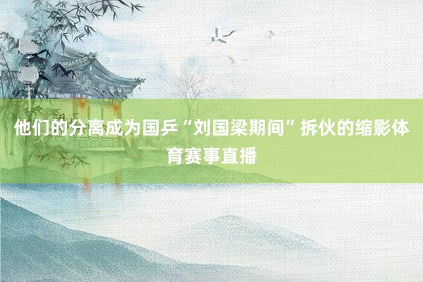 他们的分离成为国乒“刘国梁期间”拆伙的缩影体育赛事直播