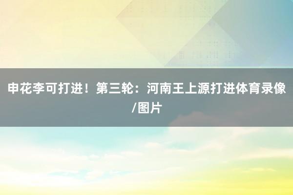 申花李可打进！第三轮：河南王上源打进体育录像/图片