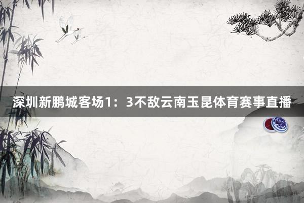深圳新鹏城客场1：3不敌云南玉昆体育赛事直播