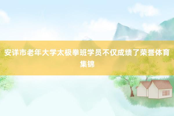 安详市老年大学太极拳班学员不仅成绩了荣誉体育集锦